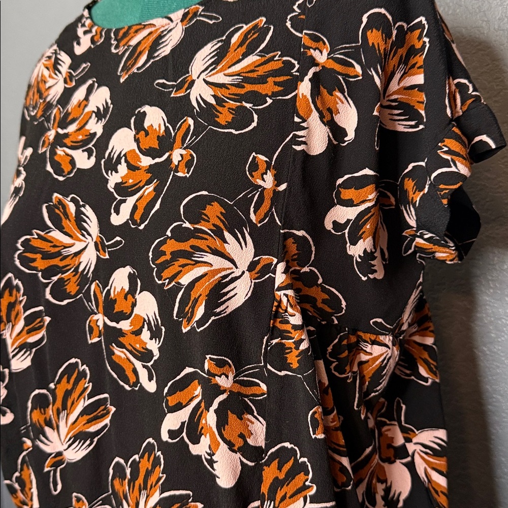 Madewell Black Floral Blouse Women’s M Drapey Viscose Top Short‎ Sleeve - Picture 12 of 12